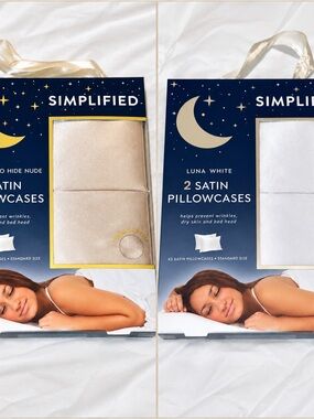 Choose 1:  Simplified Satin Pillowcases standard size (20x26”) - 2 Pack